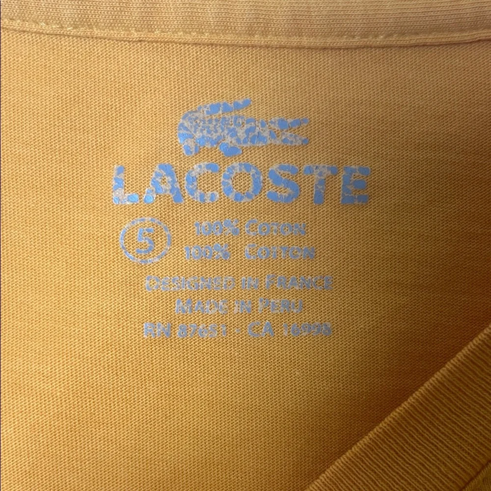 Lacoste Men's Short Sleeve Tee Yellow - Picture 3 of 3